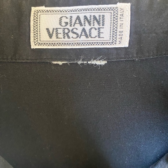 Versace men’s button-down black shirt with orange medusa buttons size 48 - Picture 7 of 8